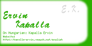 ervin kapalla business card